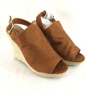 Breckelles Womens Wedges Faux Suede Open Toe US 8